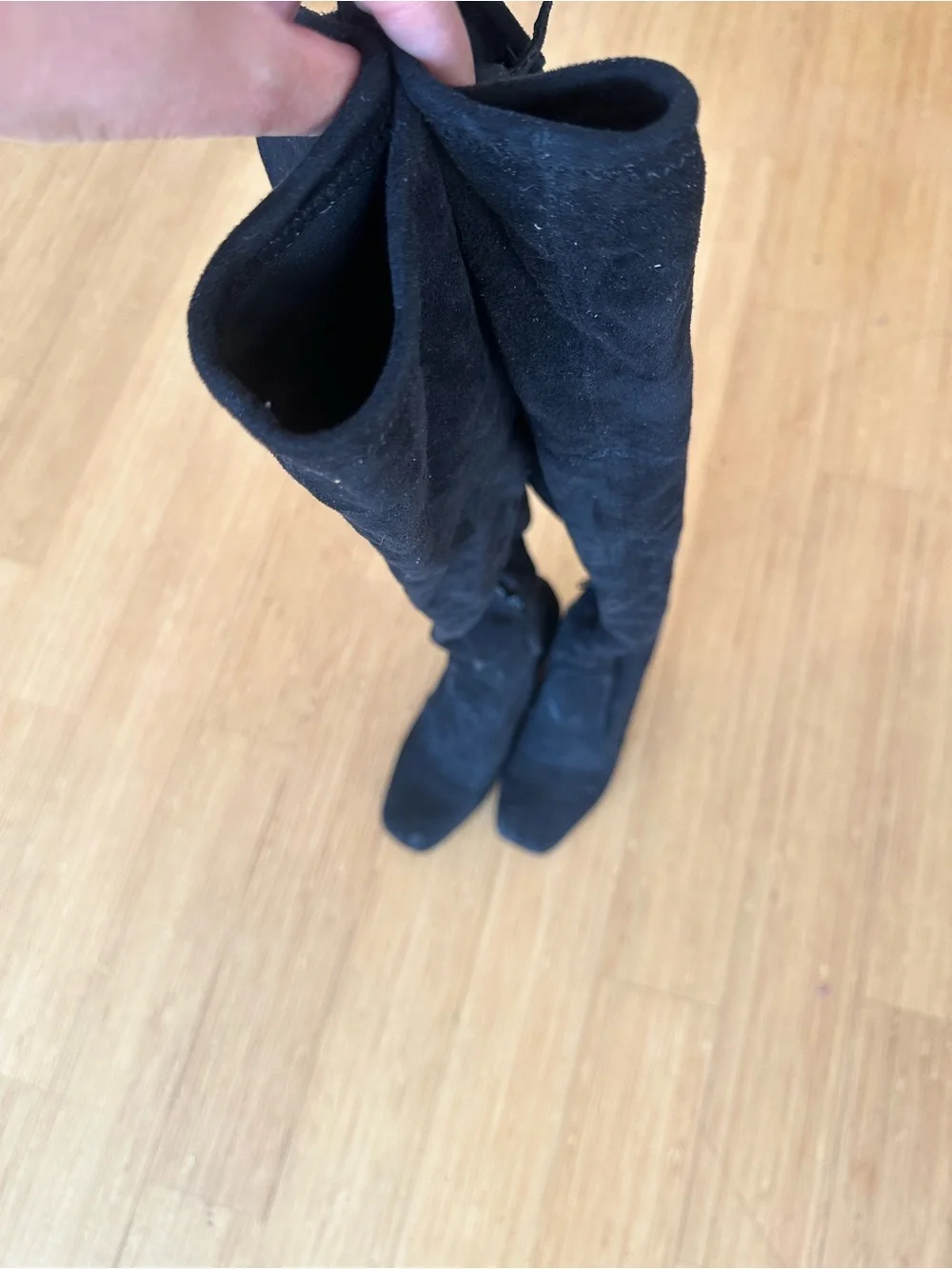 Women's Black Over-the-Knee Stretch Suede Boots